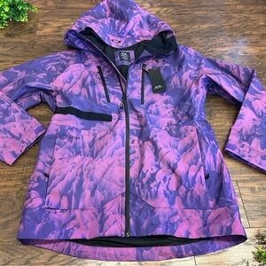 Women’s OAKLEY Juno Shell Jacket Coat Tie Dye Purple Black winter hooded Large